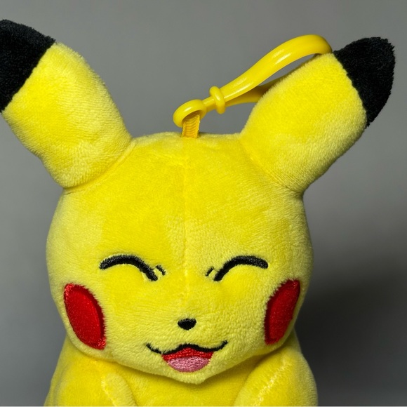 Vintage 1997 Pokémon Pikachu Smiling Face Plush Clip-On Keychain 5.5” Nintendo - Picture 2 of 9